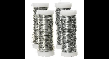 Decoris Binddraad - 4x rolletjes - zilver - 30 m x 0,3 mm