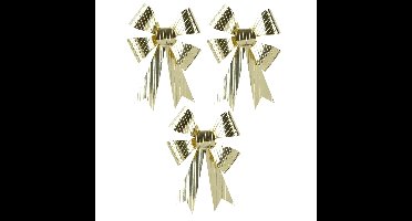 Decoris Decoratie strikken - 3x st - goud - 14 x 10 cm - strikjes