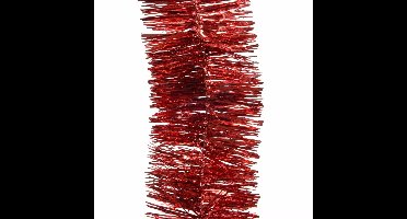 Decoris Decoris Kerstslinger - 2x - rood - lametta - 270 cm - glanzend