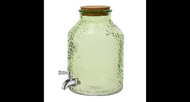 Decoris Drankdispenser/limonadetap met kraantje - glas - 8,5L - lichtgroen