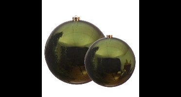 Decoris grote kerstballen - 2x - donkergroen - 14 en 20 cm - kunststof