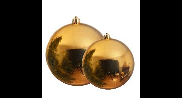 Decoris grote kerstballen - 2x - goud - D14 en D20 cm - kunststof