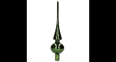 Decoris Kerst piek - donkergroen - 26 cm - glas - glans