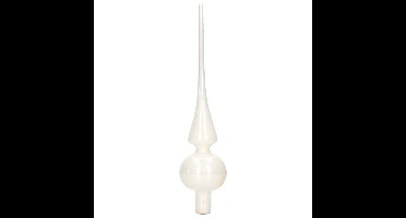 Decoris Kerst piek - winter wit - glas - 26 cm - glans - kerstpiek