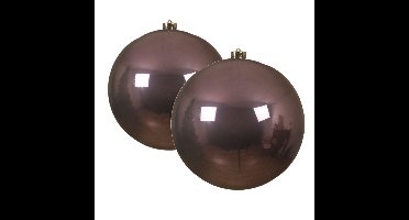 Decoris Kerstbal - 2x - lila paars - groot - kunststof - 14 cm - glans