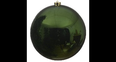 Decoris Kerstbal - donkergroen - groot - kunststof - 14 cm - glans