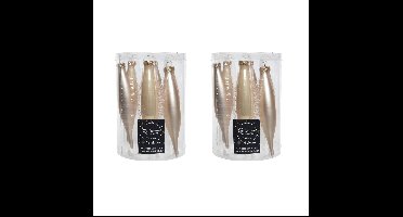 Decoris kerstbal pegels - 18x - champagne - D15 cm - glas - ijspegels