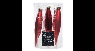 Decoris kerstbal pegels - 6x - rood - D15 cm - glas - ijspegels