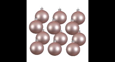 Decoris kerstballen - 12x - lichtroze - 8 cm - glas - mat - velvet