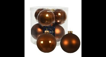 Decoris kerstballen - 12x st - kaneel bruin - D10 cm - glas