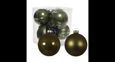 Decoris kerstballen - 12x st - mosgroen - D10 cm - glas