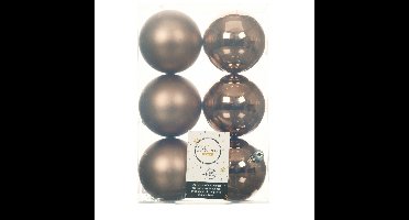 Decoris Kerstballen - 18x st - walnoot bruin - D8 cm - kunststof