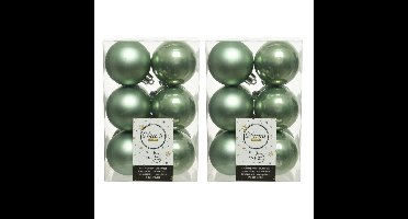 Decoris Kerstballen - 24x st - salie groen - 6 cm - kunststof