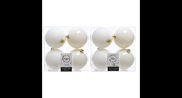 Decoris Kerstballen - 24x st - wol wit - 10 cm - kunststof