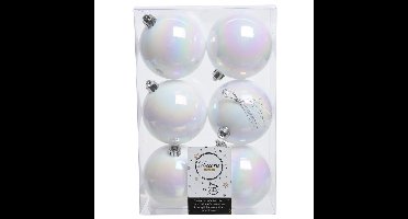 Decoris Kerstballen - 30x st - wit parelmoer - D8 cm - kunststof