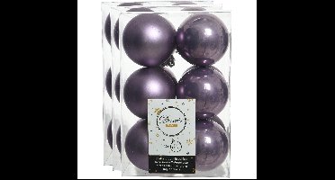 Decoris kerstballen - 36x st - heide lila paars - D6 cm - kunststof