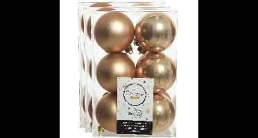 Decoris kerstballen - 36x st - toffee bruin - 6 cm - kunststof - mat/glans