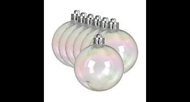 Decoris kerstballen - 48x st - 6 cm - transparant parelmoer