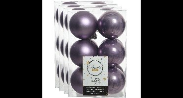 Decoris kerstballen - 48x st - heide lila paars - D6 cm - kunststof
