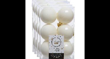 Decoris kerstballen - 48x st - wol creme wit - D6 cm - kunststof