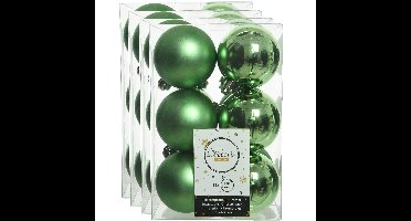 Decoris Kerstballen - 48x stuks - kunststof - groen - 6 cm
