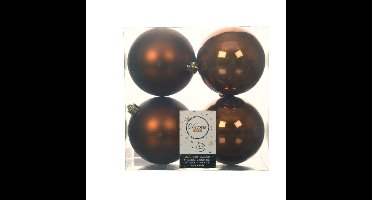 Decoris Kerstballen - 4x st - kaneel bruin - D10 cm - kunststof