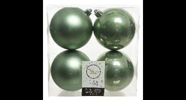 Decoris Kerstballen - 4x st - salie groen - D10 cm - kunststof
