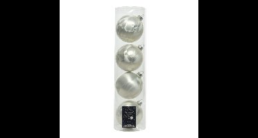 Decoris kerstballen - 4x st - wit ijslak - D10 cm - glas