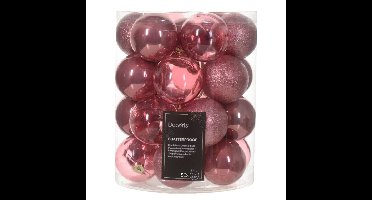 Decoris kerstballen - 50x stuks - 6 cm - kunststof -oudroze