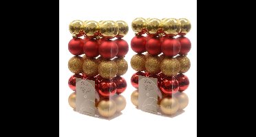 Decoris kerstballen - 60x st - goud en rood - D6 cm