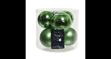 Decoris Kerstballen - 6x st - groen - 8 cm - glas