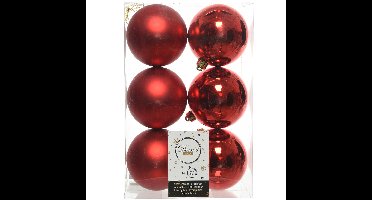 Decoris Kerstballen - 6x st - rood - D8 cm - kunststof