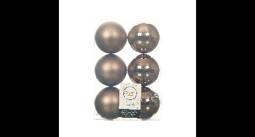 Decoris Kerstballen - 6x st - walnoot bruin - D8 cm - kunststof