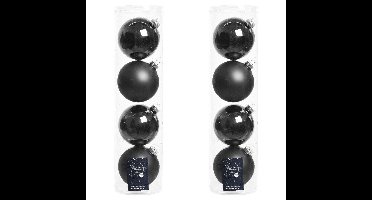 Decoris kerstballen - 8x st - zwart - D10 cm - glas