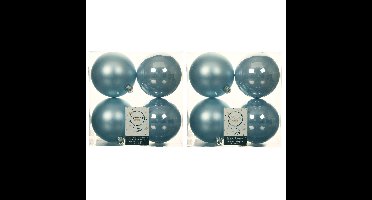 Decoris Kerstballen - 8x stuks - kunststof - lichtblauw - 10 cm