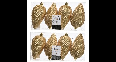 Decoris Kerstballen - dennenappels - 12x - goudkleurig - 12 cm