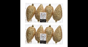 Decoris Kerstballen - dennenappels - 8x - goudkleurig - 12 cm