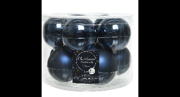 Decoris Kerstballen set - 10x stuks - donkerblauw - glas - 6 cm