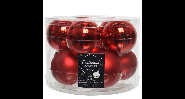 Decoris Kerstballen set - 10x stuks - kerst rood - glas - 6 cm