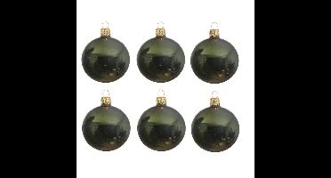 Decoris Kerstballen set - 6x stuks - donker groen - glas - 6 cm