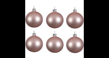 Decoris Kerstballen set - 6x stuks - licht roze - glas - 6 cm - mat
