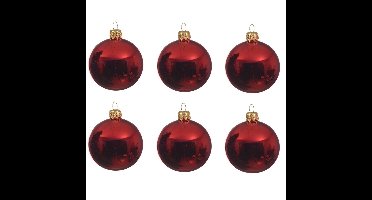 Decoris Kerstballen set - 6x stuks - rood - glas - 6 cm