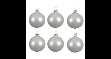 Decoris Kerstballen set - 6x stuks - wit - glas - 6 cm - mat