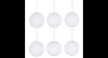 Decoris Kerstballen sneeuw - 12x st - wit - D8 cm - sneeuwballen