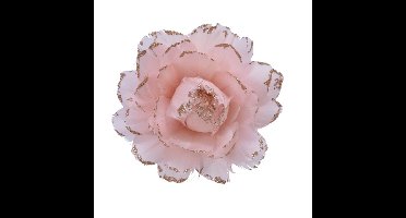 Decoris Kerstboom bloem - op clip - lichtroze - 11 cm -kunststof