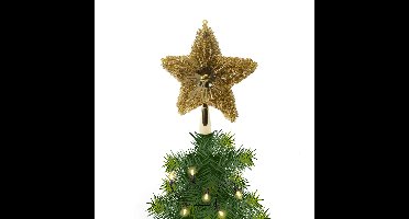 Decoris Kerstboompiek - 1x - goudkleurig - ster piek - 23 cm