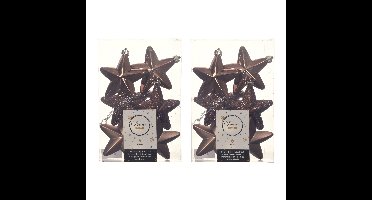 Decoris kersthanger sterren - 12x st - walnoot bruin - 7 cm - kunststof