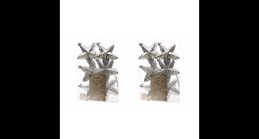 Decoris kersthanger sterren - 12x st - zilver - 7 cm - kunststof