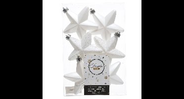 Decoris kersthanger sterren - 36x st - wit - 7 cm - kunststof