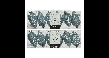 Decoris Kersthangers dennenappels - 12x st - lichtblauw - 8 cm